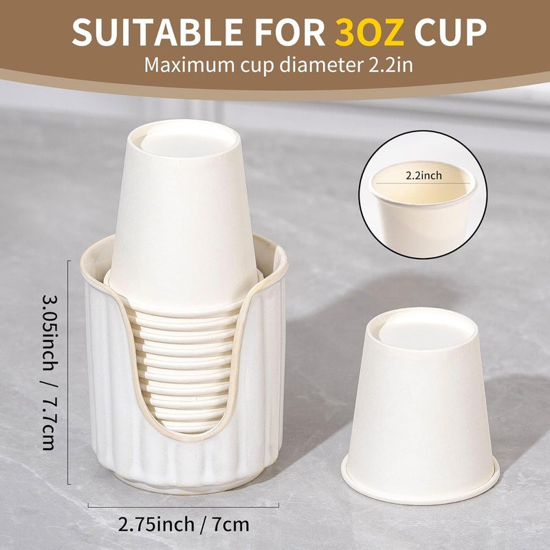 TANEW Ceramic Bathroom Cup Dispenser with Stylish Vertical Stripes - Dixies Cup Dispenser Mouthwash Cup Holder Holds 3oz Paper Cups for Rinsing Cups on Bathroom Vanity Countertops Reactive Glaze White - Image 3